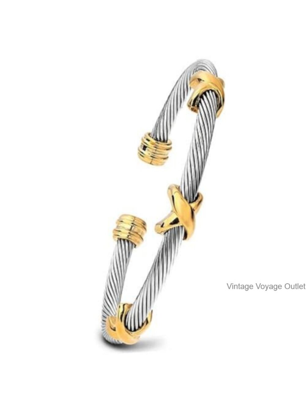 Twisted Cable Cuff Bracelet 361L Stainless Steel Women's Fashion Jewelry